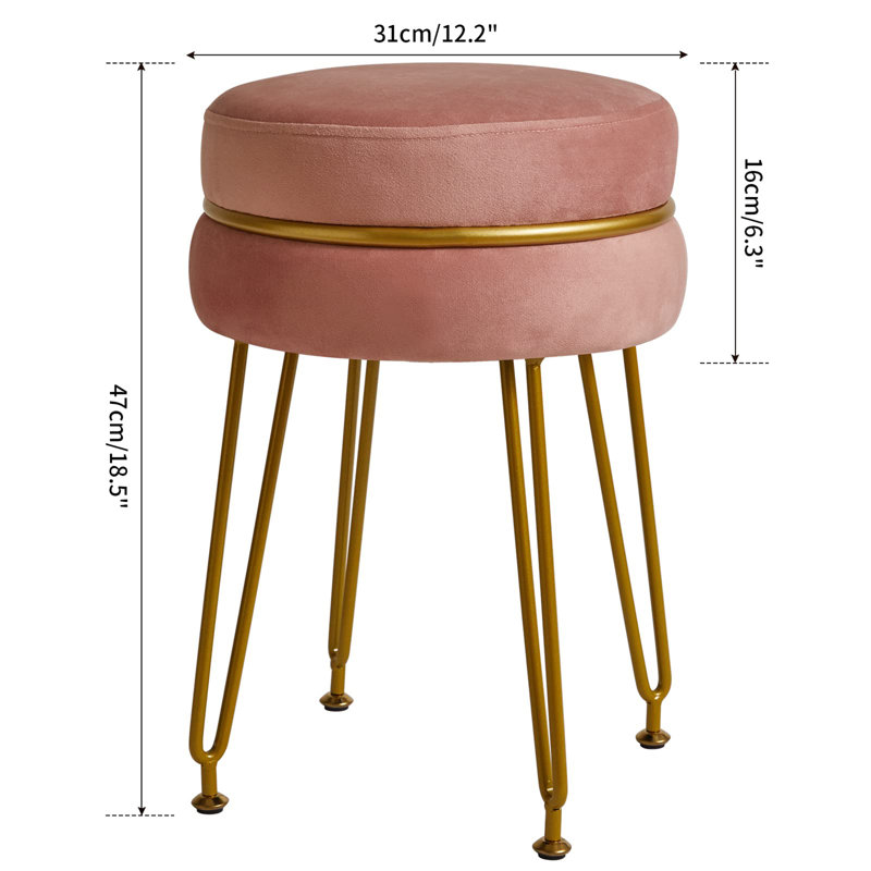 Austreberto Metal Accent Stool, Pink