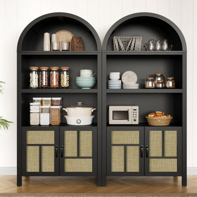 Armoire de rangement arquée avec portes en rotin