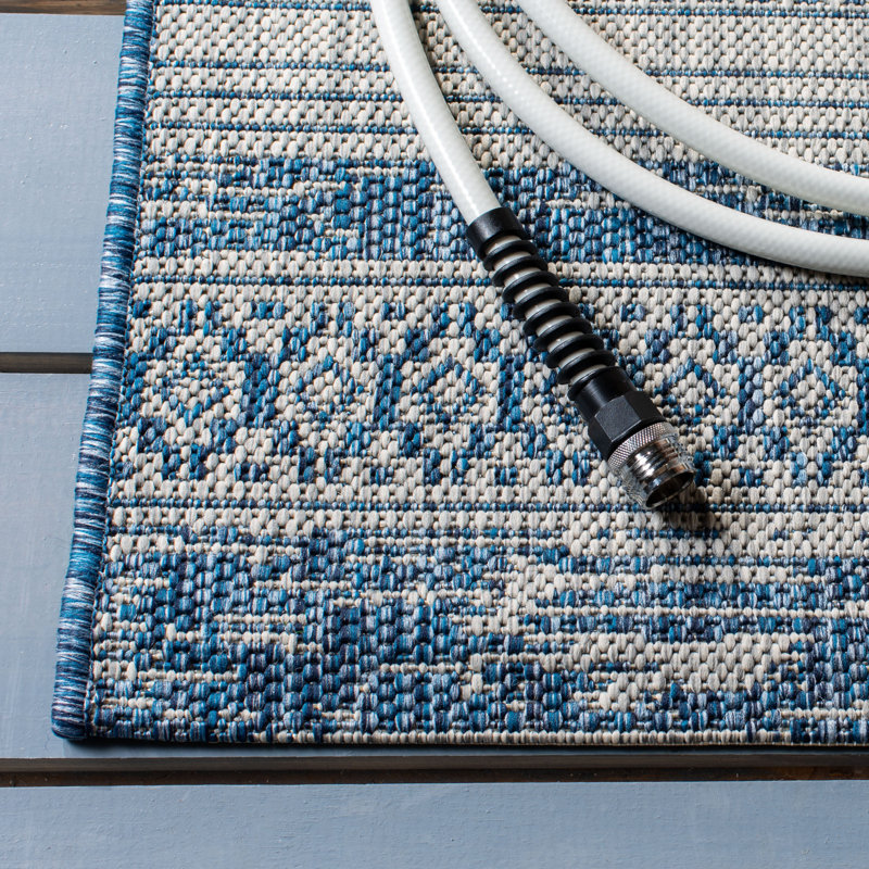 Amarien Performance Striped Indoor/Outdoor Area Rug, Square 6'7"