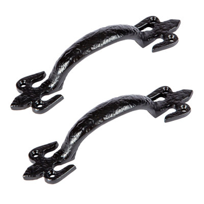 Hammer & Tongs - Rustic Fleur De Lis Door Handle - H150mm - Black
