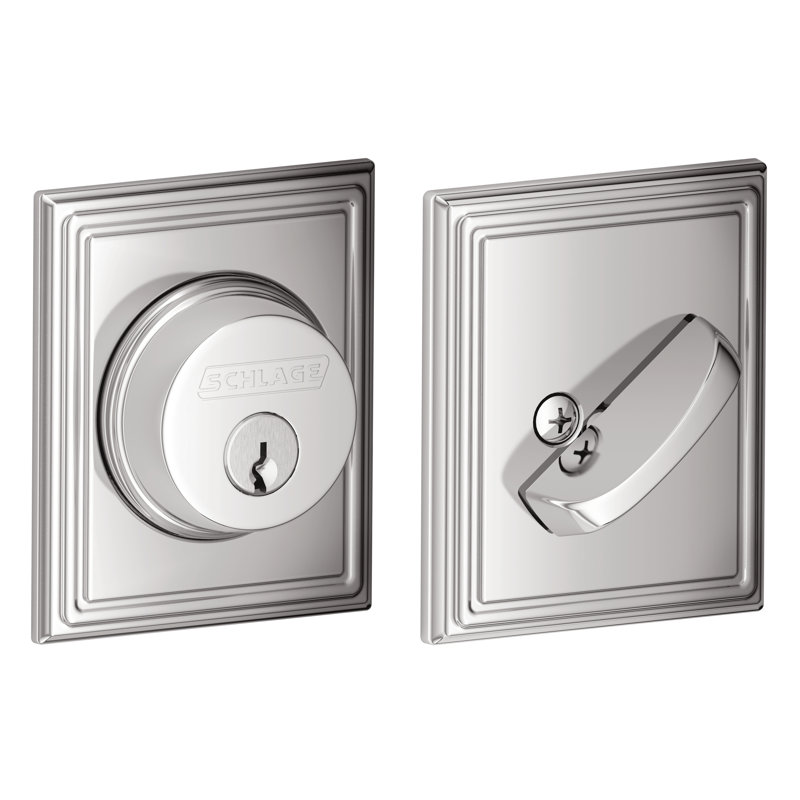 Single Cylinder Deadbolt with Addison Trim, Bright Chrome