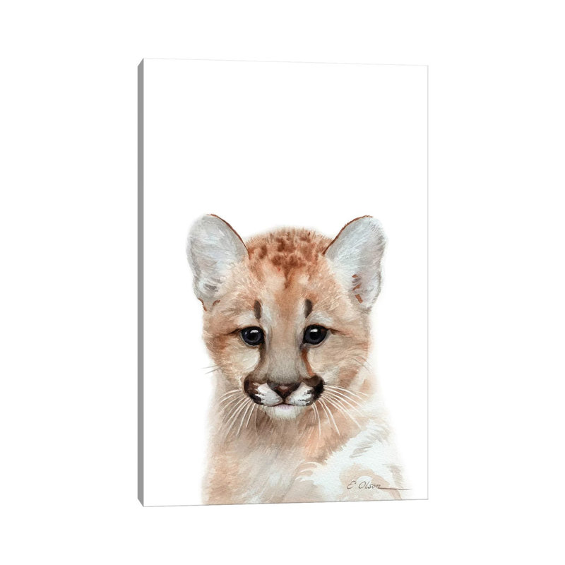 Baby Mountain Lion - Painting on Canvas, 101.6cm H x 66.04cm W x 3.81cm D, Wrapped Canvas