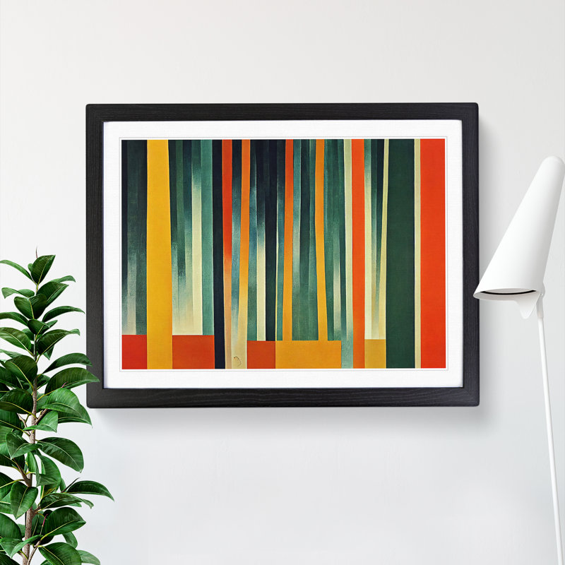 Enlightening Abstract Bamboo Forest - Single Picture Frame Print, Black Framed, 34cm H x 46cm W x 2cm D