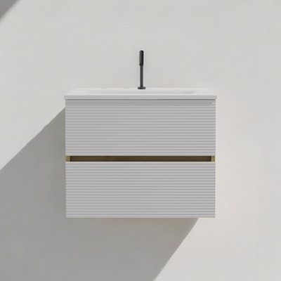 Meuble-lavabo mural simple 24 po avec comptoir en céramique Gloria