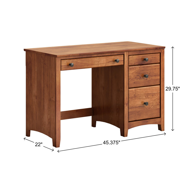 Malani American Built 4 Drawer Solid Wood Desk, Golden Pecan