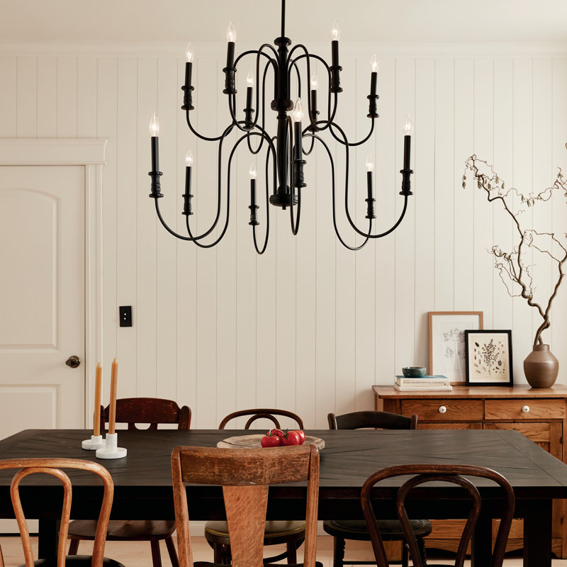 Lustre noir 12 lumières Karthe, Noir