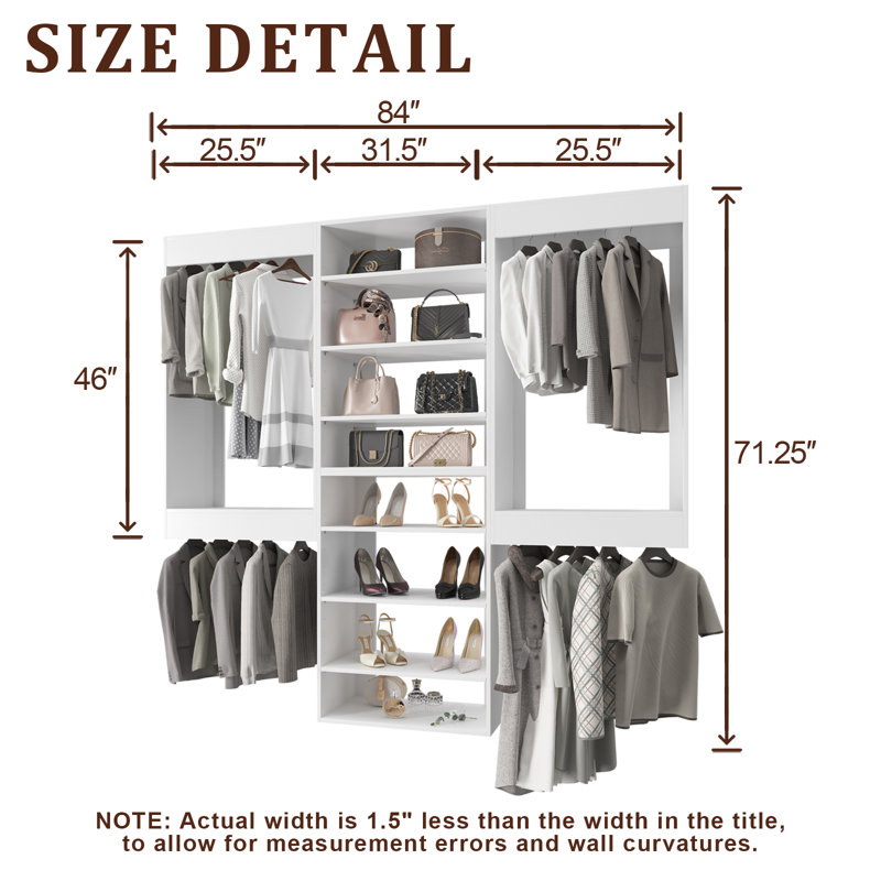 Modular Closet System, Versatile and Customizable Walk-In Design for Efficient Storage and Organization, 84" Wide