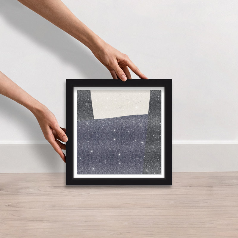 In Blue II Shadowbox Abstract Print by Oliver Gal, Black Frame, 12 x 12, 25.5"H x 25.5"W, Black Shadowbox
