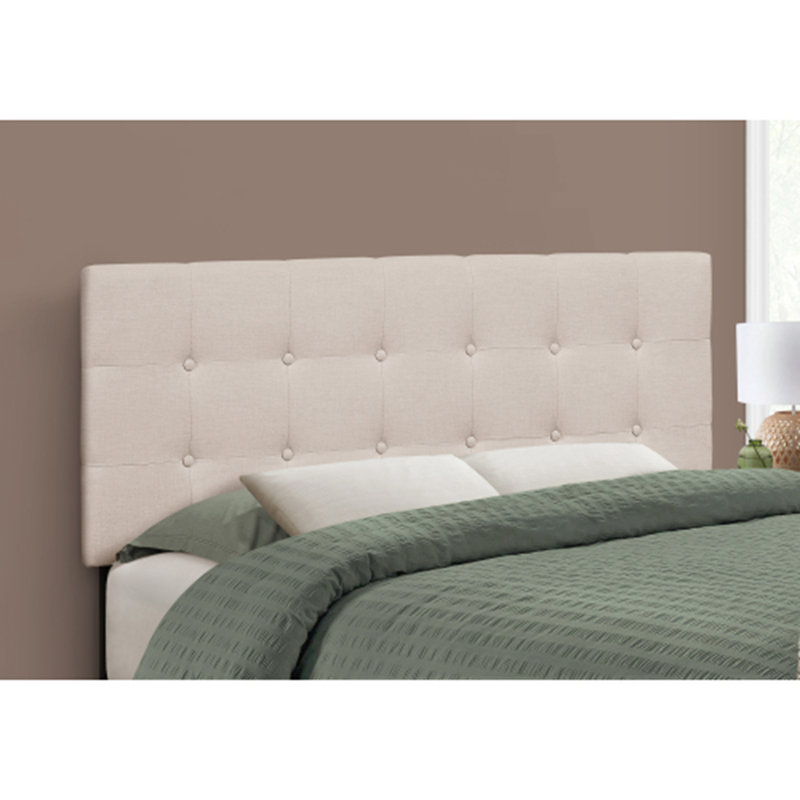 Lit, tête de lit seulement, chambre à coucher, revêtement, aspect lin, transitionnel, Double, Beige