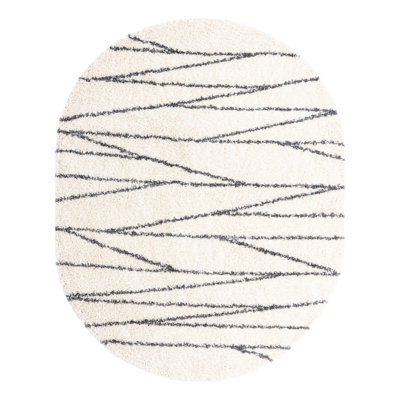 Tapis rayé blanc / gris Abrahams