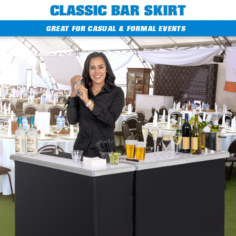 Black Portable Double Bar Table Set with Carrying Case