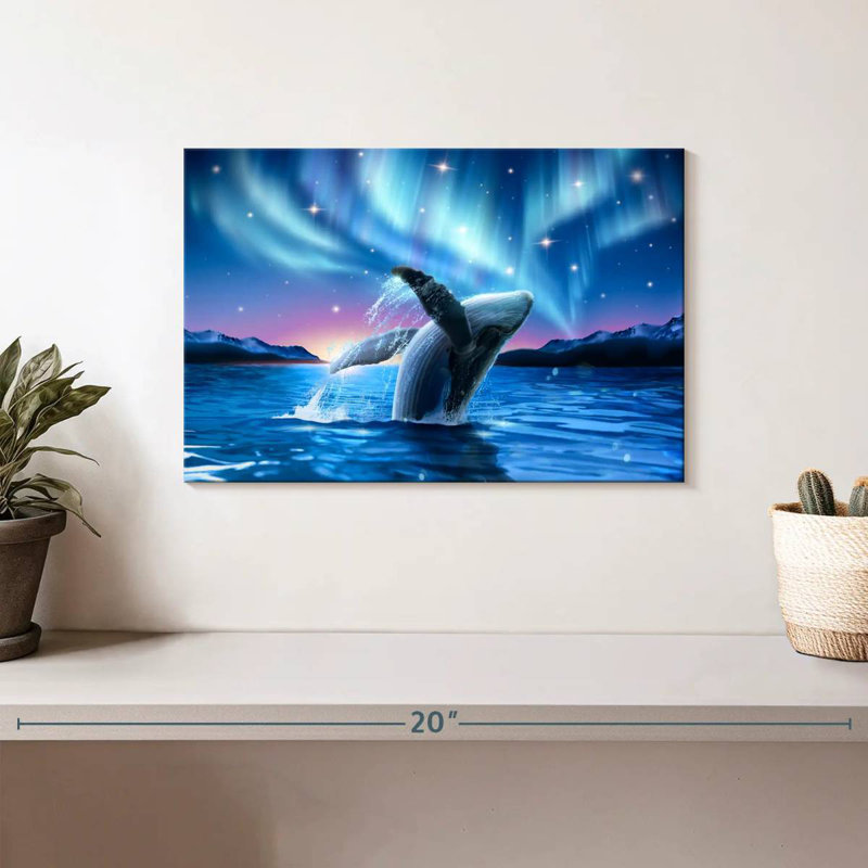 Baleine Brampt et les lumières du Polaris, H 8 po x l 12 po