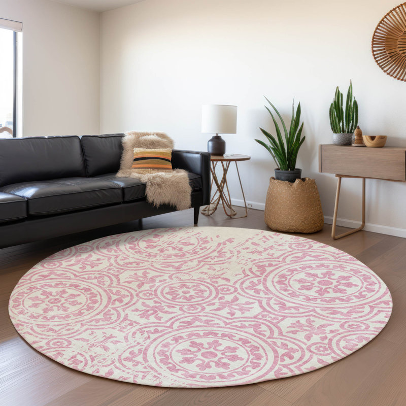Lamanna Washable Oriental Indoor / Outdoor Rug, Round 8'