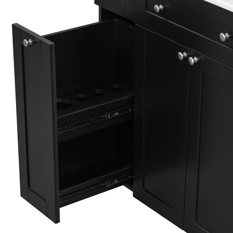 Meuble-lavabo 30 po avec lavabo en céramique, Noir