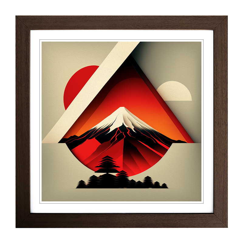 Mount Fuji Constructivism No.1 - Framed Print, Walnut