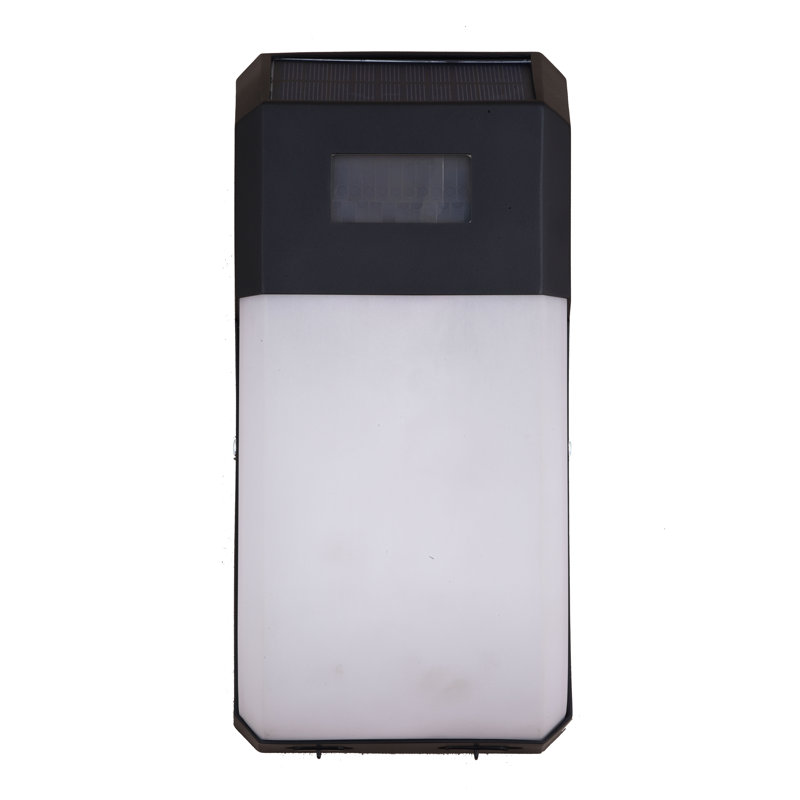 Black Solar LED Outdoor Wall Light with Motion Sensor and Frosted Shade