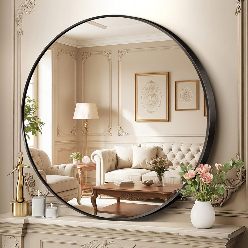 Miroir rond, 31.5" x 31.5", Noir
