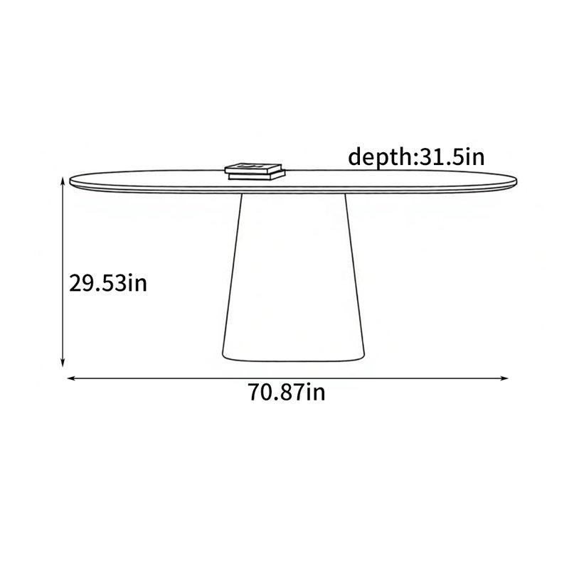 Table de salle à manger de style rétro, H 29,53 po x L 70,87 po x l 31,5 po