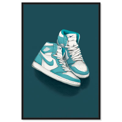 " Fashion And Glam Aqua Sneaker Love, Modern & Contemporary Green "