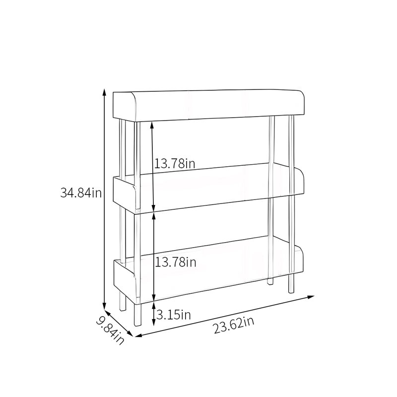 Bibliothèque simple en acrylique, (3 tablettes) H 34,84 po x l 23,62 po x P 9,84 po, Rose