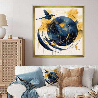 «Dark Blue & Gold Abstract Circle Texture III», reproduction sur toile