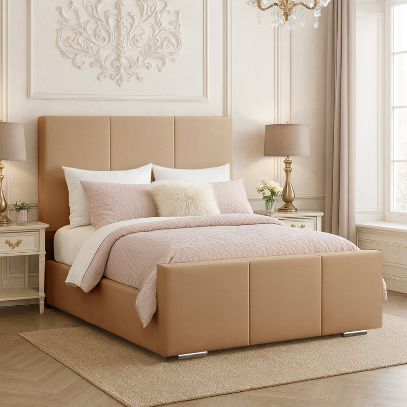 Andreq Upholstered Bed, Beige, Double (4'6)