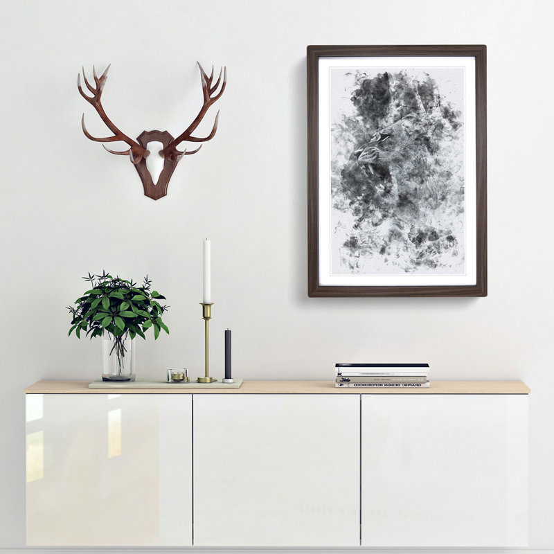 Fierce Lioness - Picture Frame Painting Print, Walnut Framed, 87cm H x 62cm W x 2cm D