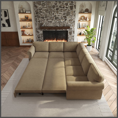 88.2"L-Shaped Sofa Couch with Pull-Out Bed