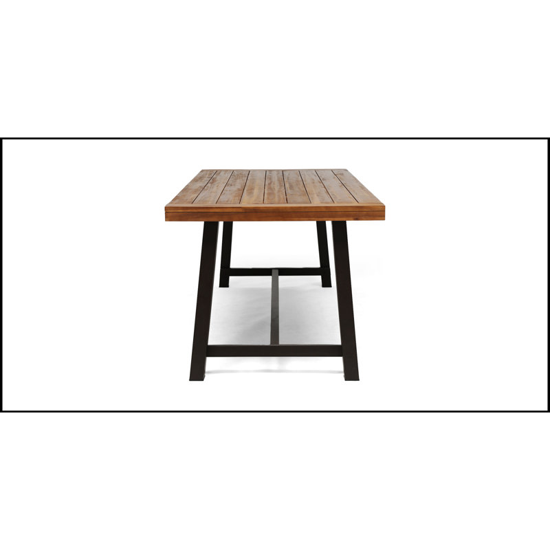 Table d'extérieur rectangulaire de L 79,00 po x l 36,00 po Dedria, plateau de table en bois d'acacia, structure en métal élégant