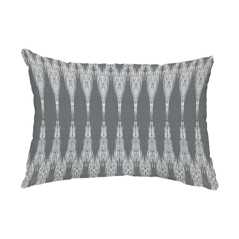 Geometric Outdoor Reversible Throw Pillow, Gray
