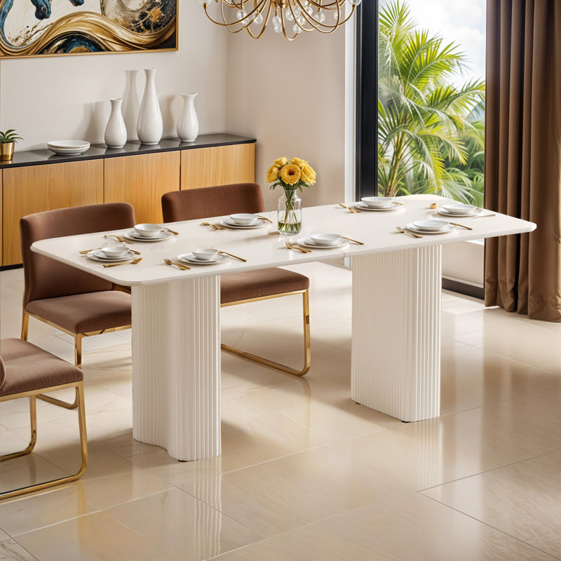  Table de salle à manger Labrenda, H 29,5 po x L 70,8 po x l 29,5 po, Blanc