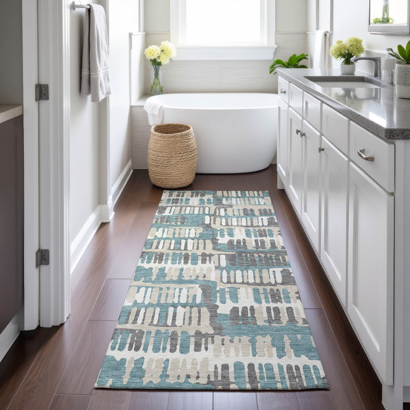 Machine Washable Indoor/Outdoor Chantille ACN2663 Casual Rug, 2'3" x 7'6" Runner, Teal