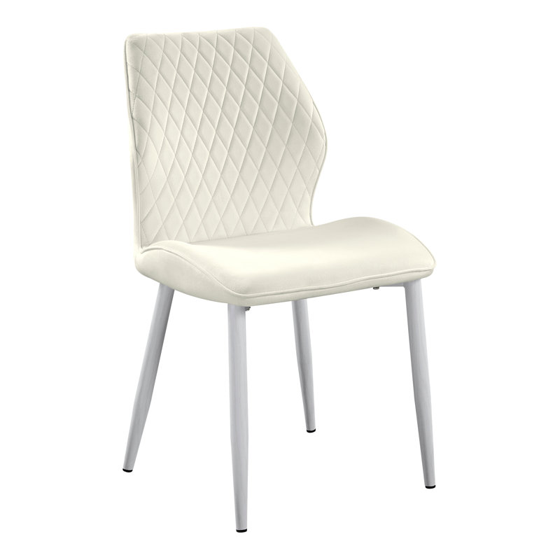 Hallie Diamond-Stitched Upholstered Side Chair, Beige