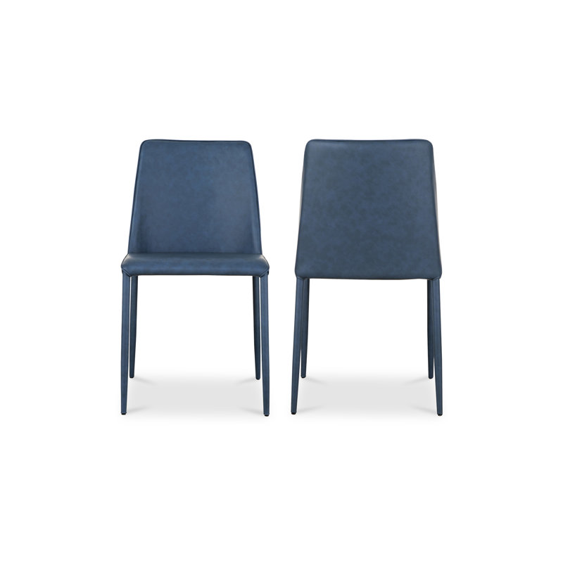 Nora Upholstered Dining Chair, Blue Faux Leather