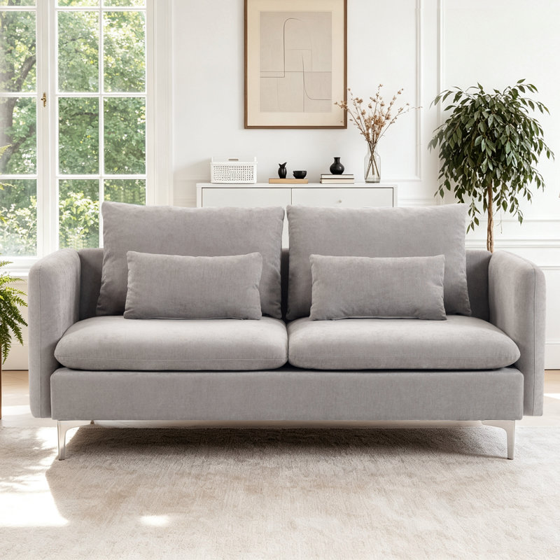 Canapé modulaire contemporain avec coussins, 70.9" W, Linen Chenille