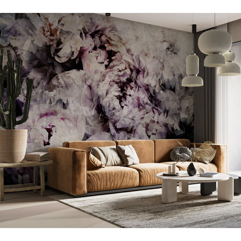 Papier peint floral - Parterre de fleurs, L 27 po x l 39 po