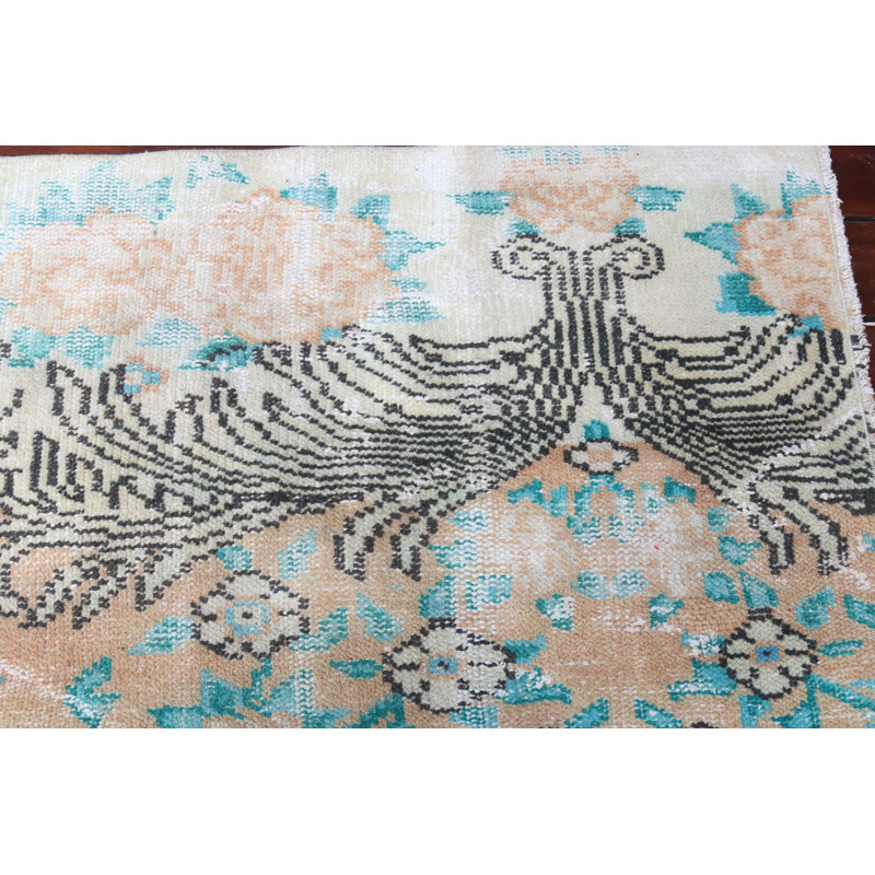 Vintage Turkish Rug Featuring a Floral Bird Design Ideal for Adding Stylish Elegance to Your Living Room Hallway or Bedroom