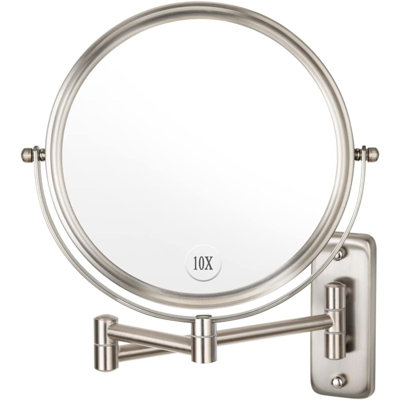 Wall Mounted Makeup Mirror  Magnification 8'' Two-Sided Swivel Extendable Bathroom Mirror  Finish