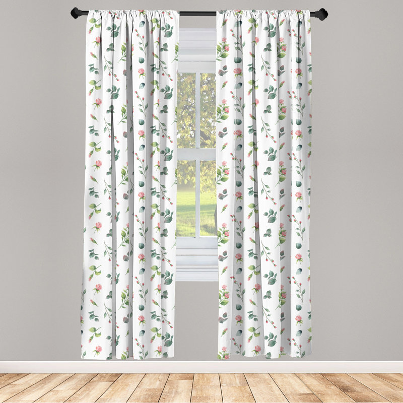 Floral Semi-Sheer Rod Pocket Curtain Panels, 28" x 84"
