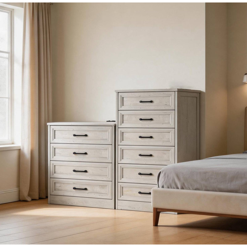 4‑Drawer And 6‑Drawer Vertical Dresser Set – Two Tall Chests For Bedroom Storage