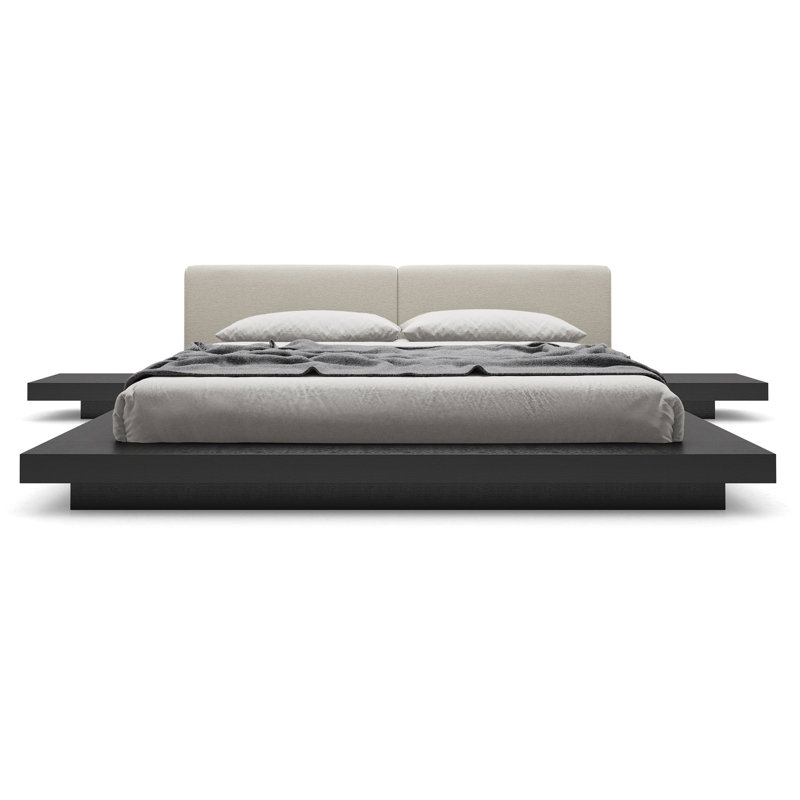 Upholstered Bed, Wenge/White Leather, King