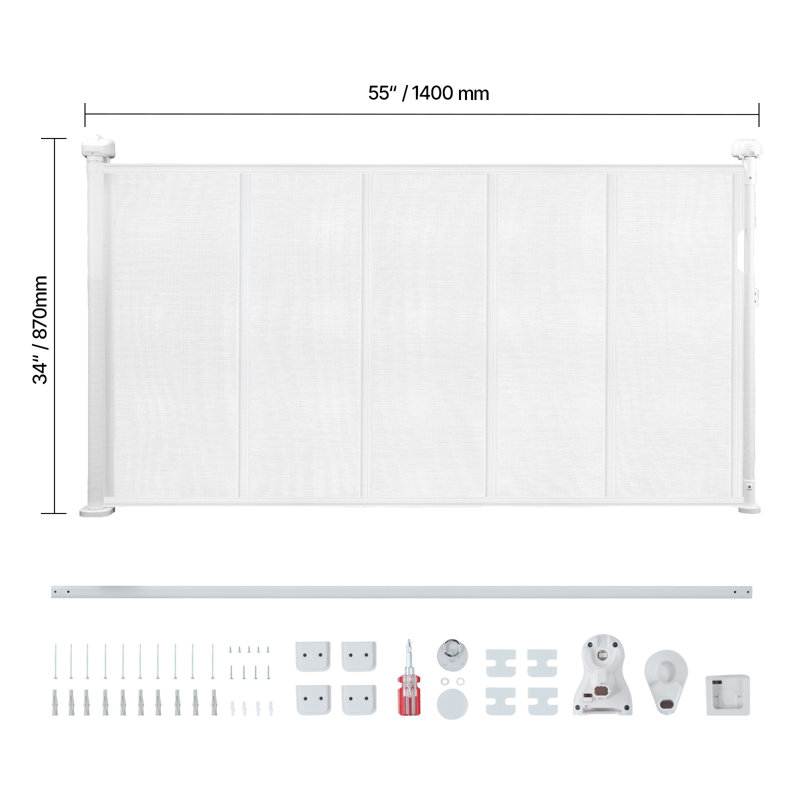 Plastic Pressure Mounted Pet Gate, 139.7cm W, White