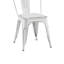 Chaises de salle à manger empilables de 18 pouces en métal blanc mat sablé de 2 pouces, faciles à nettoyer, pour les espaces intérieurs et extérieurs dans la cuisine et le bar.