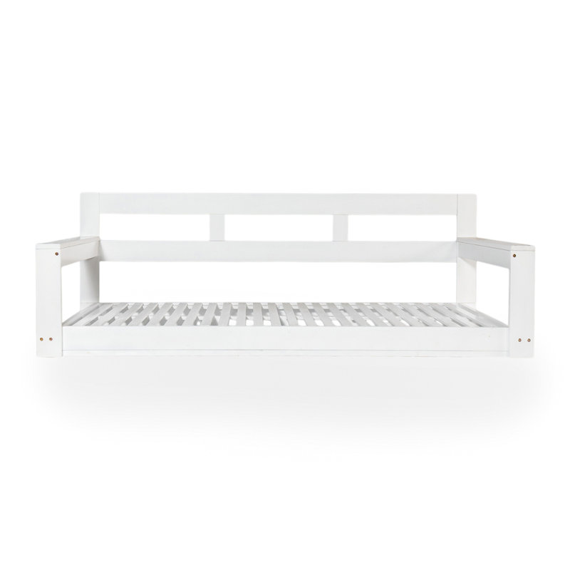 Structure de lit de jour de balançoire de véranda en bois pour patio, banc de balançoire de jardin avec 4 cordes de suspension