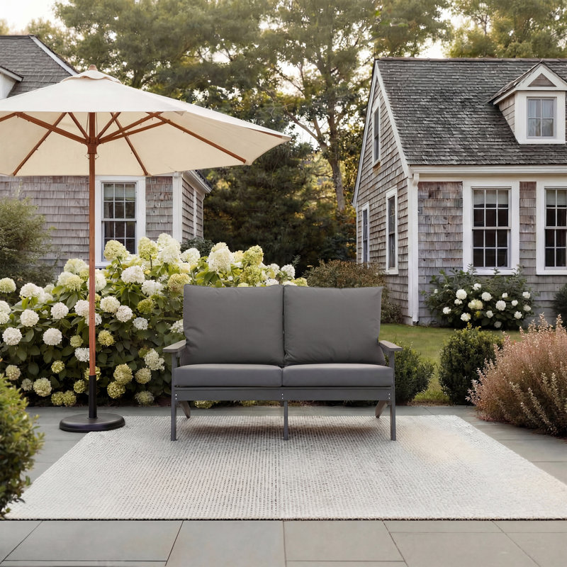 54.33 " W Plastic Loveseat with Cushions, Gray, Gray