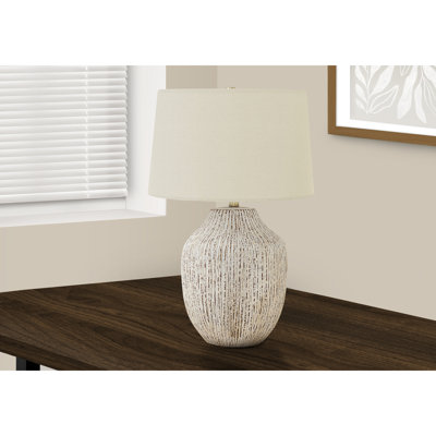 Lampe de table 26 "en céramique crème transitionnelle avec abat-jour ivoire / crème