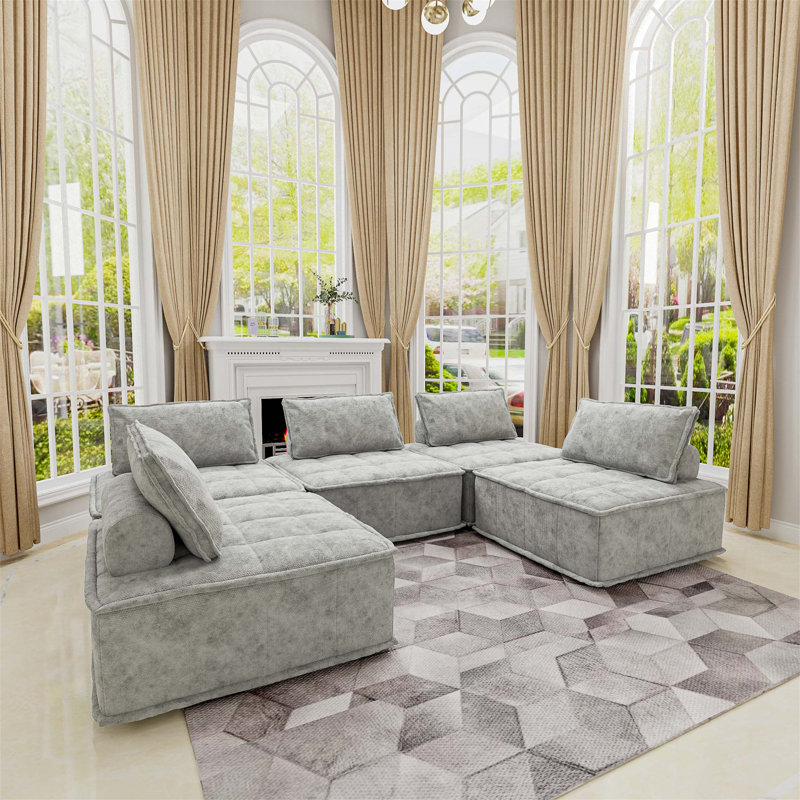 Chenille Sofa, Light Gray Chenille