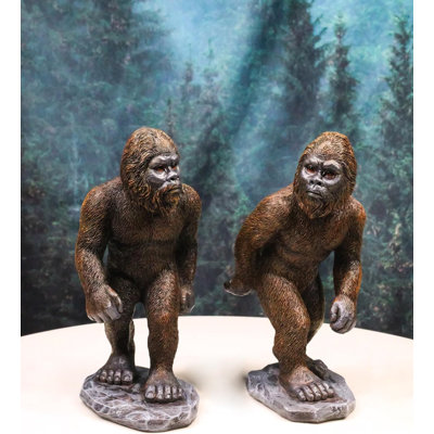 Set Of 2 Forest Mythical Creature Sasquatch Bigfoot Cryptid Apes Figurines