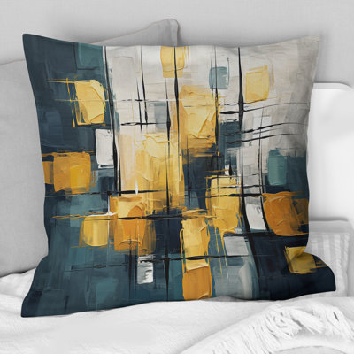 Squared Ceremony Abstract Expressionism III - Abstract Painting Printed Throw Pillow
