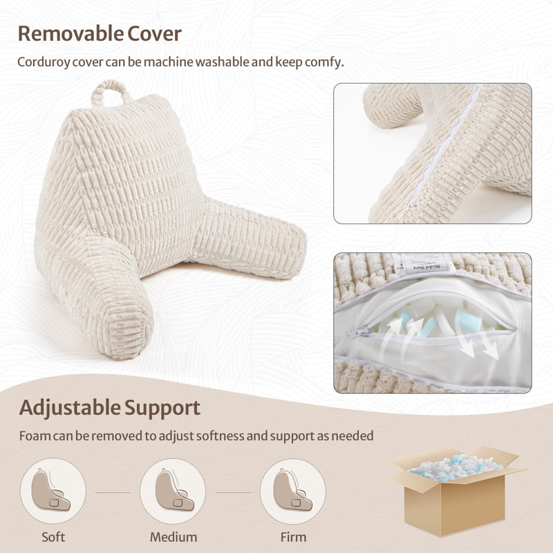Coussin de lecture pour lit avec accoudoirs, Off White